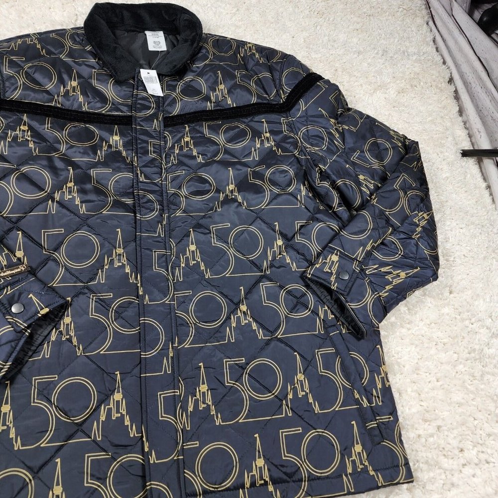 Walt Disney World Jacket Mens XXL Black 50th Anniversary Quilted Zip Castle - Picture 4 of 15